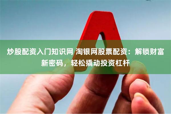 炒股配资入门知识网 淘银网股票配资：解锁财富新密码，轻松撬动投资杠杆